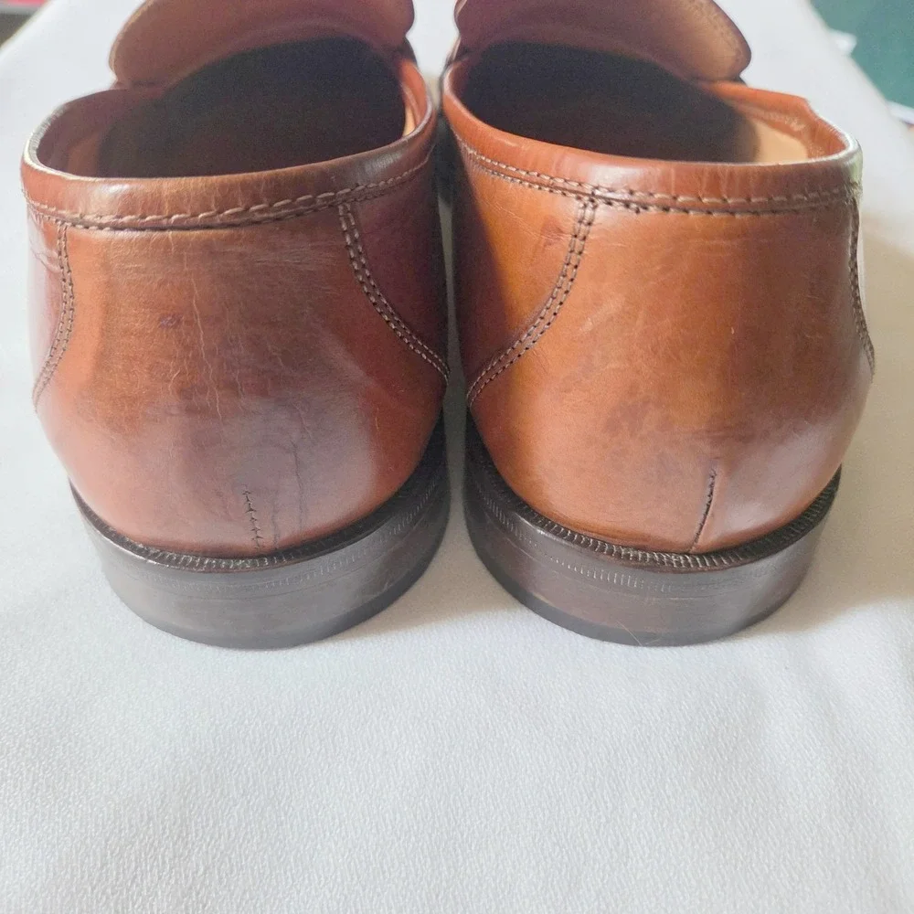 Pitti Shoes Firenze Loafers Size 9 M Italian Brown Leather Brass Bit Moc Toe